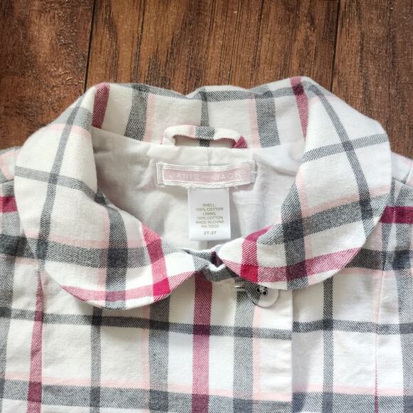 Janie and Jack Girls Cotton Jacket 2T 3T Multi-color Plaid Check Trench Coat - Picture 3 of 5